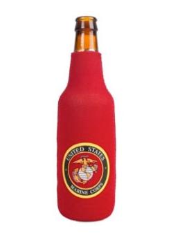 Koozie, Bottle: Marine Corps Seal (full-color on Red)
