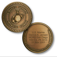 Custom Engraved Coin with Marine Corps Crest