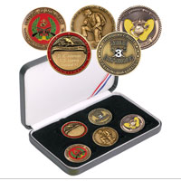 Coin Gift Set: Custom 5-coin set w/ Engraved Rank Coin, New Marine
