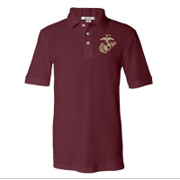 _NEW Embroidered Polo, Maroon w/ Gold EGA