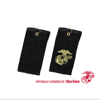 Golf Towel: Embroidered Eagle, Globe and Anchor (on Black)