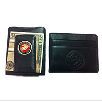 Wallet (Money Clip): Leather w/ Marine Corps Seal