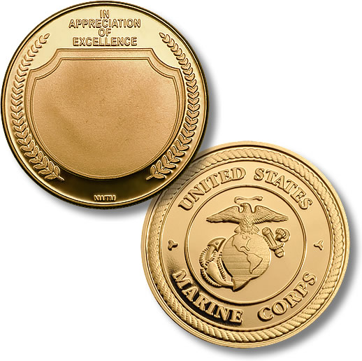 Engraved Coin In Appreciation Marines (Merlin Gold)