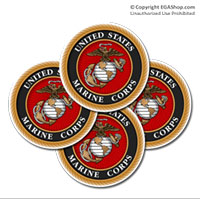 Coaster Set: Marine Corps Seal (Sandstone or Rubber)