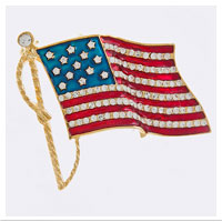 Brooch: American Flag (Embedded Rhinestones)