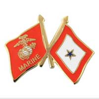Lapel Pin, Marine Corps & Blue Star Flags