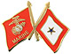 Lapel Pin, Marine Corps & Blue Star Flags