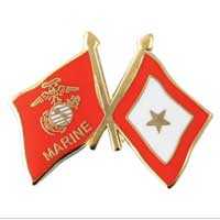Lapel Pin, Marine Corps & Gold Star Flags