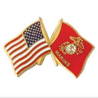 Lapel Pin, American and USMC Flag