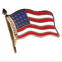 Lapel Pin, American Flag Retro