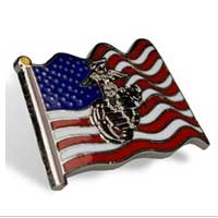 Lapel Pin, American Flag with Eagle, Globe and Anchor