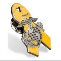 Lapel Pin, Yellow Ribbon with Eagle, Globe and Anchor