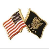 Lapel Pin, US Navy 2 Flags