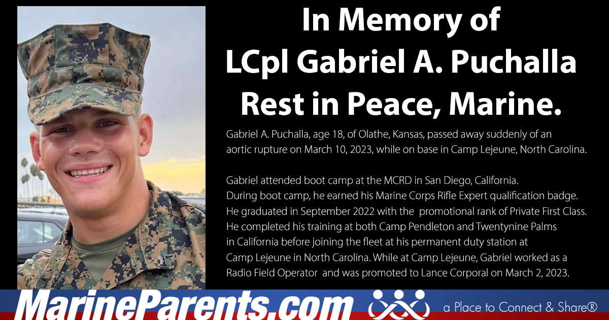 Donate in Memory of LCpl Gabriel A. Puchalla