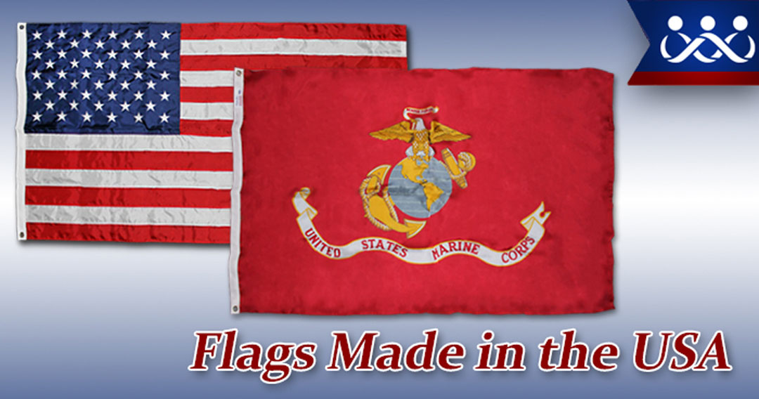 Marine Corps Flag and American Flag Proudly Made in the USA