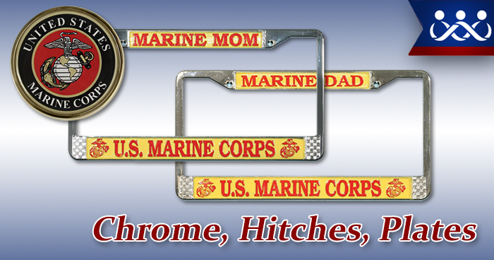SEMPER FI U.S.M.C Chrome Auto License Plate Metal Tag Frame "Made in USA" 