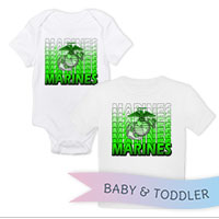 _T-Shirt/Onesie (Toddler/Baby): Marines Repeating -lime green