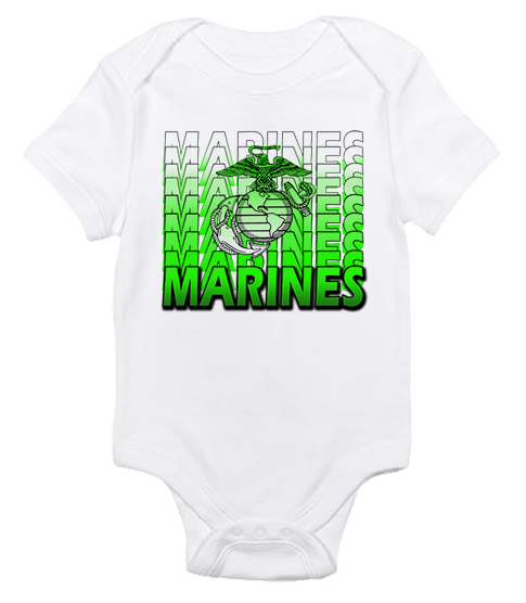 _T-Shirt/Onesie (Toddler/Baby): Marines Repeating -lime green
