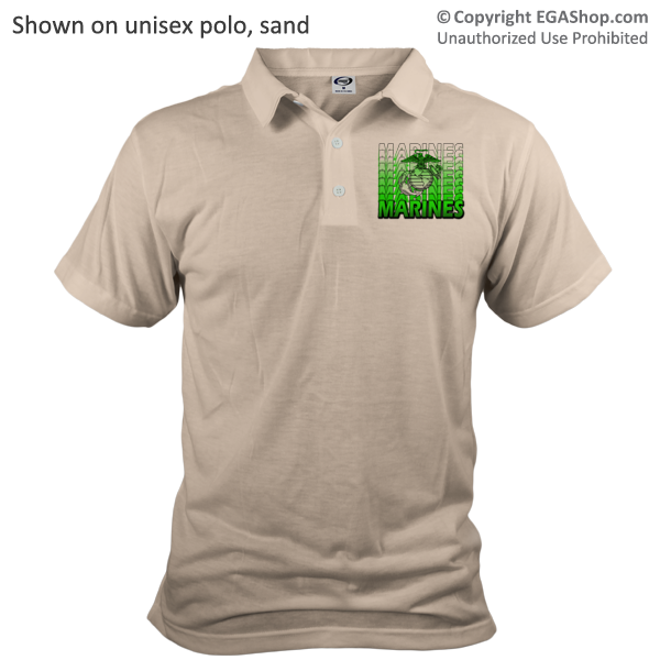 _Polo (Unisex): Marines Repeating -lime green