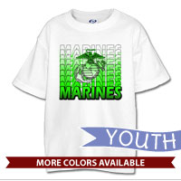_T-Shirt (Youth): Marines Repeating -lime green