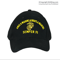 Cap: Once a Marine, Always a Marine (embroidery on black)