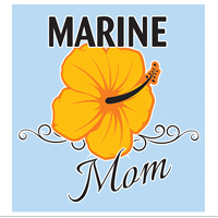 Decal, Marine Mom with Hibiscus