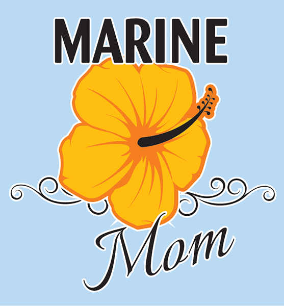 Decal, Marine Mom with Hibiscus