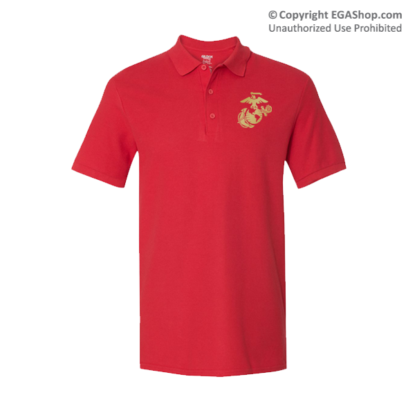Polo, Embroidered: Red w/ Gold EGA