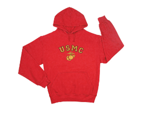 Z Hoodie: EGA and USMC on Red