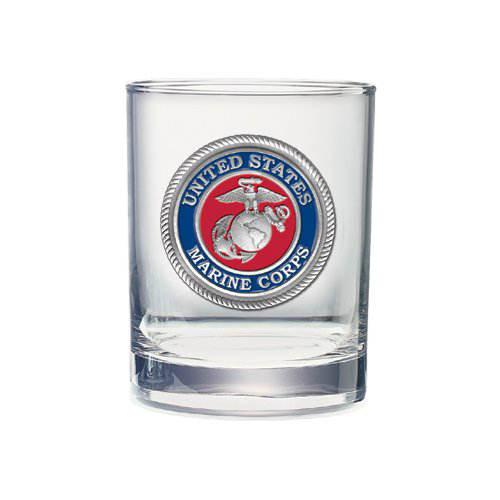 Double Old-Fashioned Glass, Pewter: Marine Corps