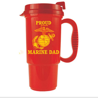 Travel Mug: Red Mug with Proud Marine Dad and EGA