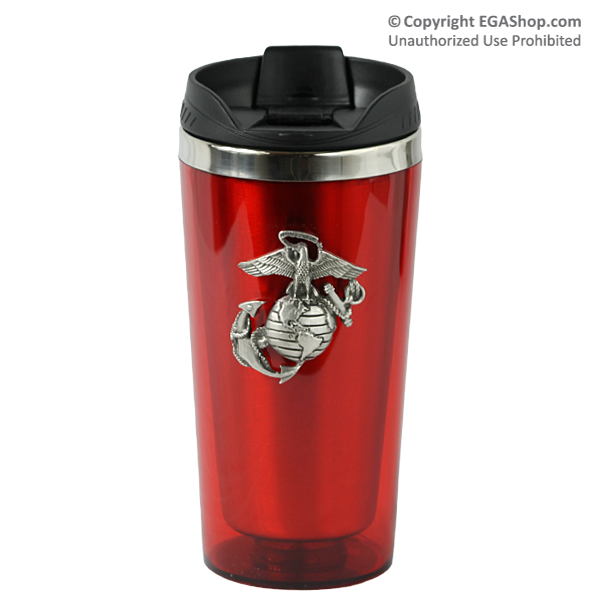 Thermal Mug, Stainless Steel, Red with Pewter EGA