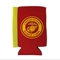 Koozie, Can: Marine Corps Seal (gold on Red)
