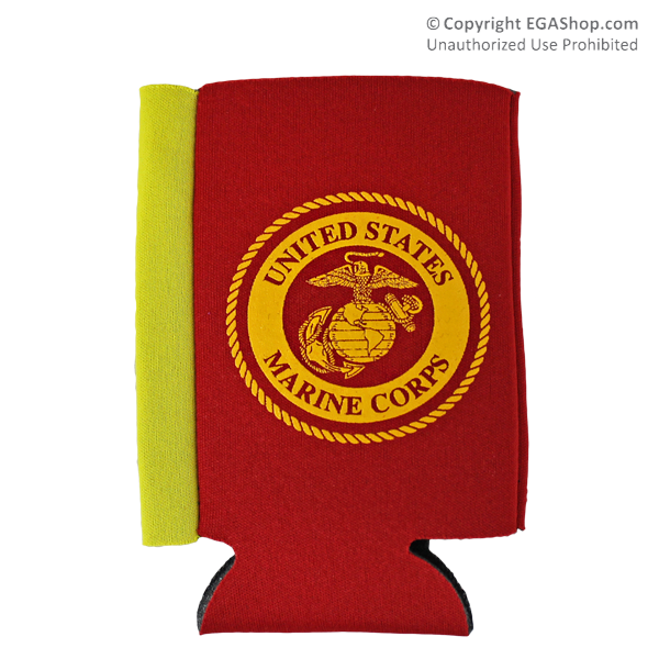 Koozie, Can: Marine Corps Seal (gold on Red)