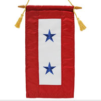 Service Flag, (Blue Star Banner) 2 Star (Embroidered)
