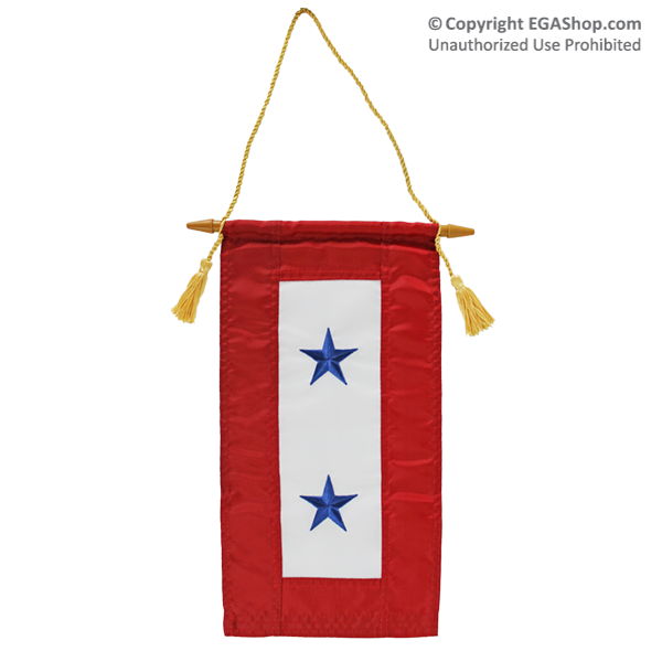 Service Flag, (Blue Star Banner) 2 Star (Embroidered)