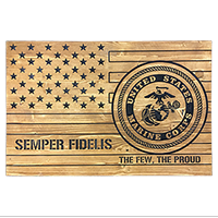 Wooden Wall Decor: American Flag, USMC (Rectangle)