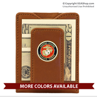 Wallet (Money Clip): Leather w/ Marine Corps Seal