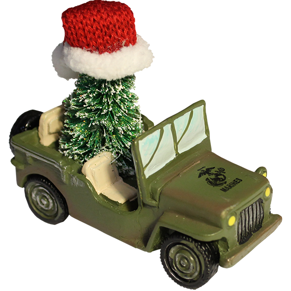 Ornament: Jeep w/ Christmas Tree, Marine Corps
