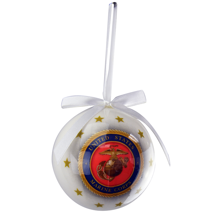 Ornament: Marine Corps Glossy Finish Decoupage  Ball