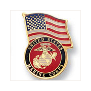 Lapel Pin: United States Flag with Marine Corps Seal