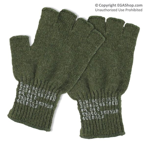Gloves: GI-Style Fingerless (Wool, Olive Drab)