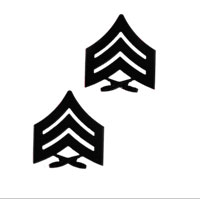 Chevron, Marine Corps: Sergeant (black metal, solid brass)