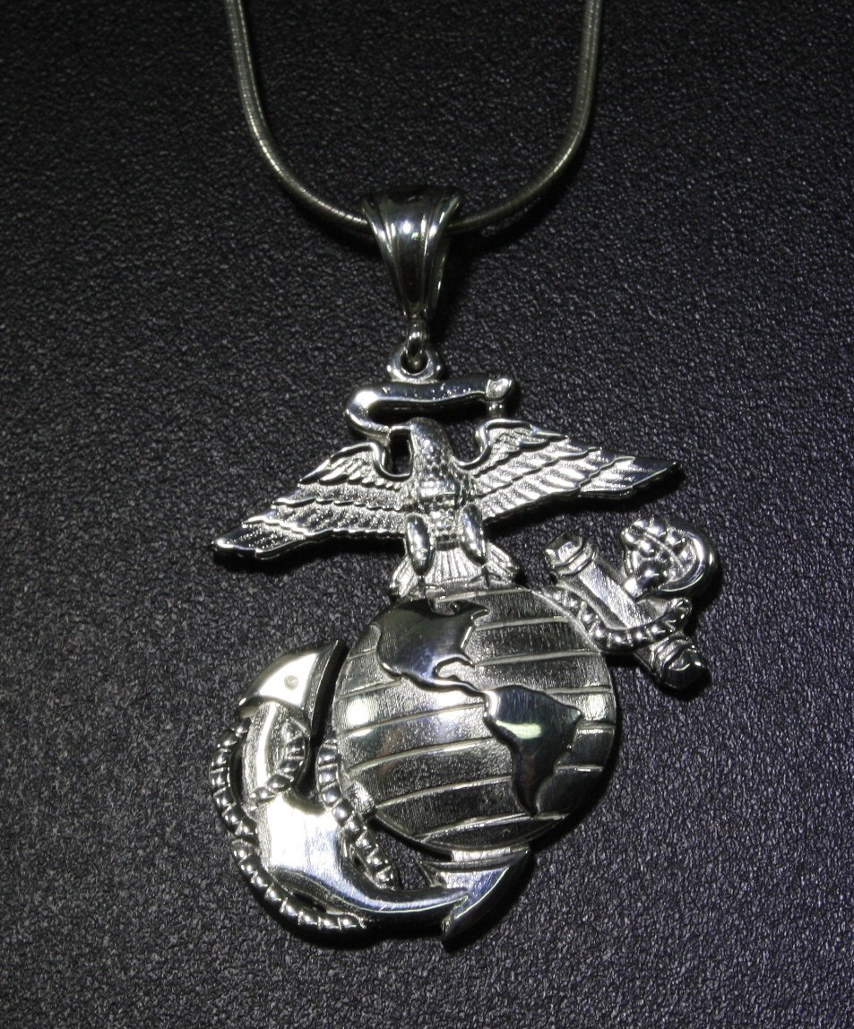 Necklace, Solid Eagle Globe and Anchor