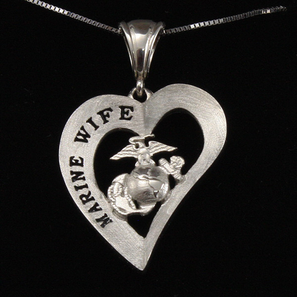 Necklace, Marine WIFE Heart Design