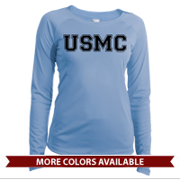_Long Sleeve Solar Shirt (Ladies): USMC Varsity 