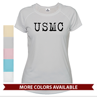 _T-Shirt (Ladies, Solar): USMC Grunge