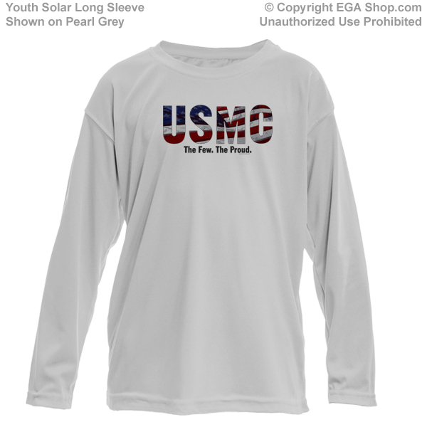 _Youth Solar Long Sleeve Shirt: USMC Stars-N-Stripes