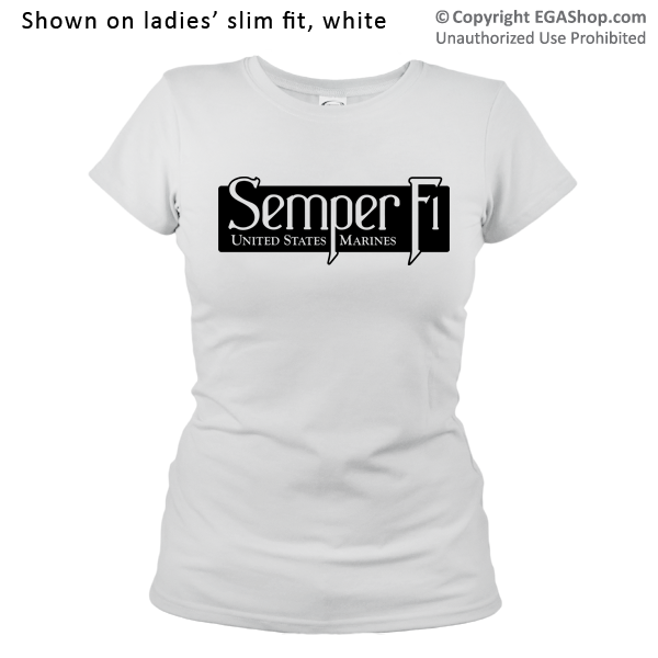 _T-Shirt (Ladies): Semper Fi (black)
