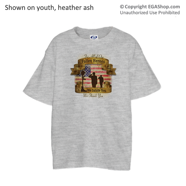 _T-Shirt (Youth): Fallen Heroes, We Salute You